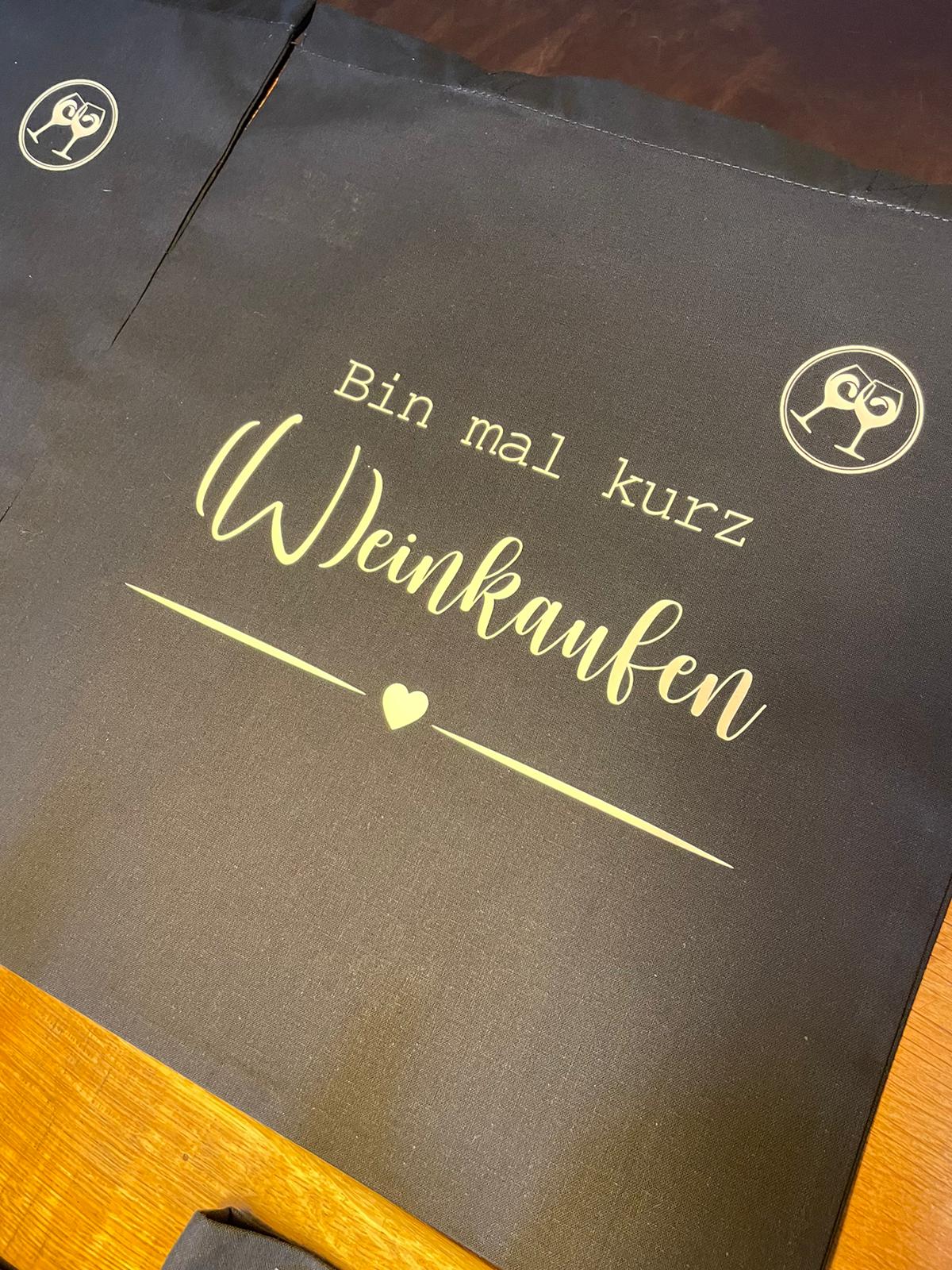 Einkauftstasche mit Spruch in schwarz